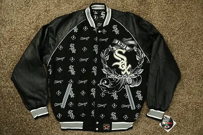 MLB Chicago White Sox Wool Leather Reversible Jacket JH Design M Medium • $89.95