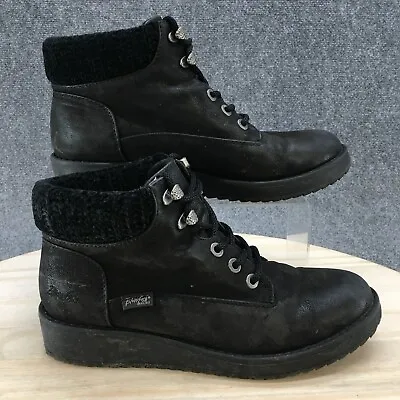 Blowfish Malibu Boots Womens 11 Ankle Booties Black Leather Lace Up Round Toe • $17.54