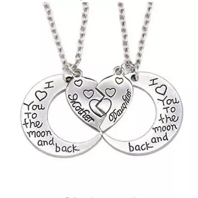 2 Piece Fashion Mother Daughter I Love You To The Moon And Back Necklace Set • $4.95
