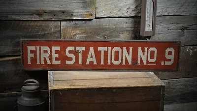 Custom Fire Station Sign - Primitive Rustic Hand Made Vintage Wooden • $149