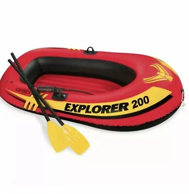 Intex Explorer 200 Inflatable 2 Person River Boat Raft Set W/ Oars & Pump Lake • $64