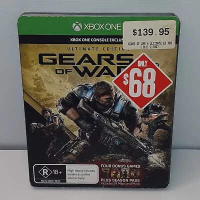 Gears Of War 4 Ultimate Edition Xbox One In Steelbook Case W/Cardboard Sleeve • $39.95
