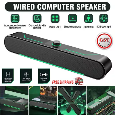 Computer Speakers Wired Speaker PC Soundbar Stereo USB Powered For Laptop Tablet • $29.97