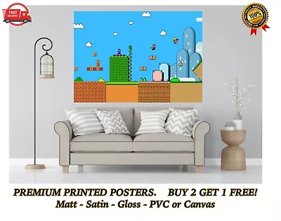 Classic Super Mario History Large Poster Art Print Gift A0 A1 A2 A3 A4 Maxi • $9.15