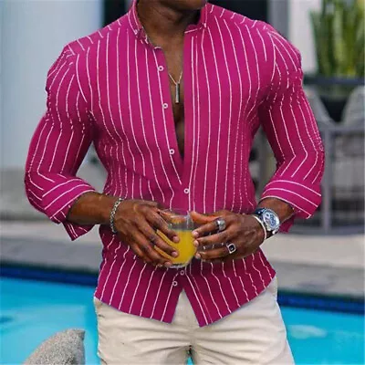 Mens Shirts Lapel Neck Tops Men Lightweight Long Sleeve Daily Wear Tunic Shirt • $35.33