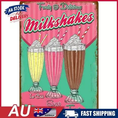 AU Ice Cream Metal Vintage Tin Painting Flat Tin Sign Wall Poster Bar Decor 20x3 • $9.02