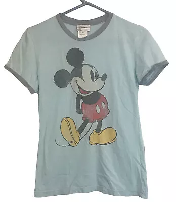 Walt Disney World Mickey Mouse T Shirt Ringer In A Sky Blue MEDIUM T-Shirt • $15.96