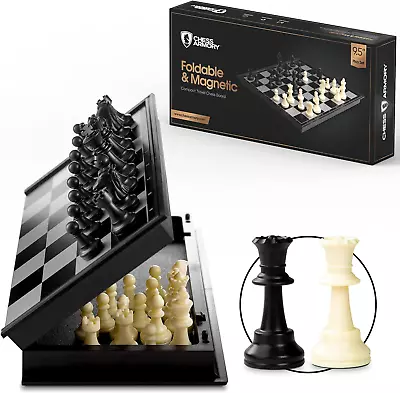 Magnetic 9.5 Inches Travel Chess Set - Folding Board With Storage Box & 2 Extra  • $21.60