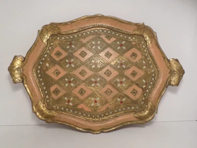 £19.99 • Buy Gilt & Pink Papier Mache FLORENTINE Tray