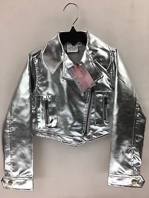 Ooh La La Couture Little Girls Silver Metallic Pleather Bolero Cropped Jacket • $26.86