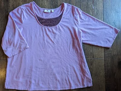 Quaker Factory Size 2x Lilac Women's Top W/  Lilac Embellishment At Neckline • $29.99