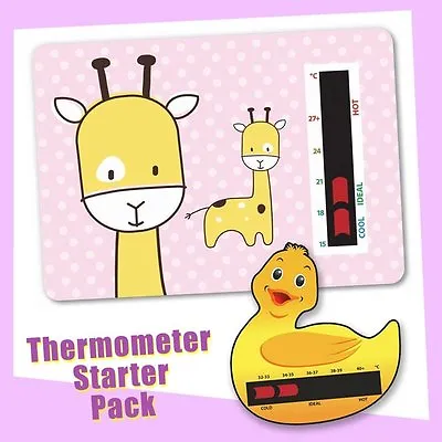 Baby Duck Bath & Pink Giraffe Nursery Room Thermometer Starter Pack • £4.25