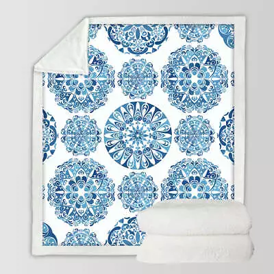 Stunning Blue Turquoise Moroccan Mandalas Throw Blanket • $46.90