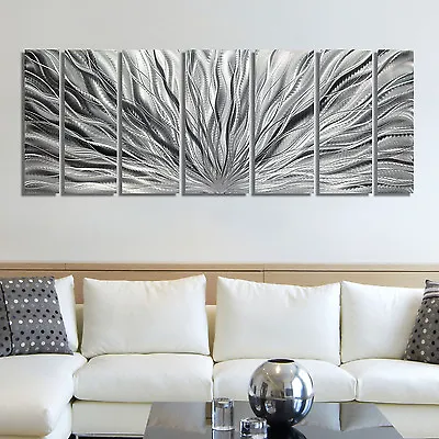 Large Silver Metal Wall Art Abstract Hanging Sculpture Decor For Indoor/Outdoor • £313.67
