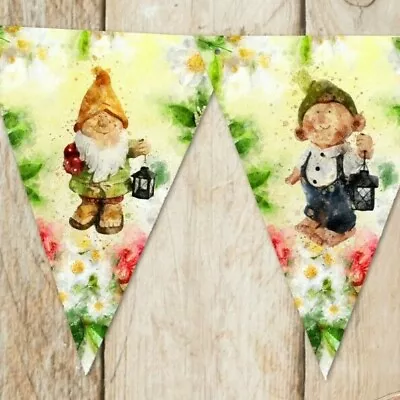 £6.11 • Buy Summertime Garden Gnome Bunting/Banner For Any Occasion - 3m