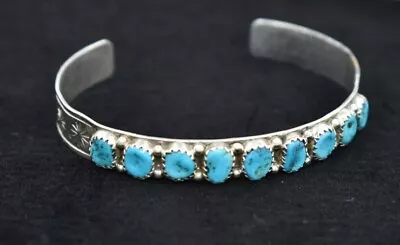 Vintage Navajo Signed C. YAZZIE STERLING Turquoise Cuff Bracelet Southwest 12g • $114.90