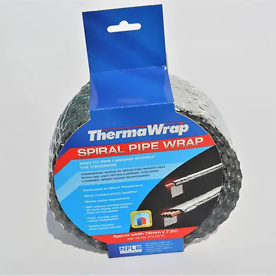 £3.90 • Buy Genuine Thermawrap Spiral Pipe Wrap 7.5m Roll 75mm Wide