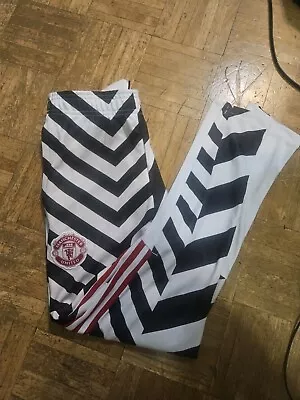 Adidas Manchester United Training Pants Size Medium Zebra Black And White • $45