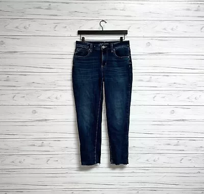 Maurices Jeans Womens Size 6 Skinny Cropped Blue Dark Wash Stretch Mid Rise • $9.99