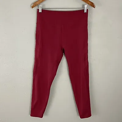 Marika Dash Yoga Leggings Size L Brick Red Maroon 24  Inseam High Rise Pants • $17.90