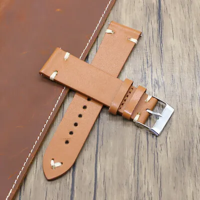 Mens Handmade Watch Strap Genuine Leather Wrist Band 18MM 20MM 22MM 24MM UKStock • £8.99