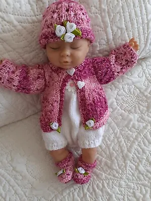 £8.95 • Buy SWEET LITTLE HAND KNITTED  GIRL CLOTHES OUTFIT FOR 12in-14in BABY OR REBORN DOLL