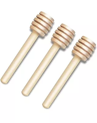 3 Honey Dipper Wooden Honey Stick Spoon Drizzler Stirring Jam Syrup 8cm • £3.50