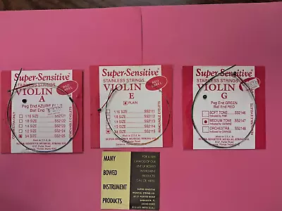 Qty 3 Red Label Super Sensitive Violin Strings • $15