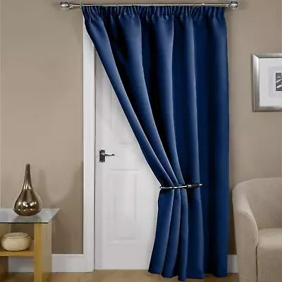 Blackout Door Curtains Cali Tape Top Thermal Pencil Pleat Doors Curtain Panels • £15