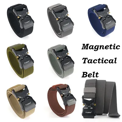 Magnetic Men Tactical Belt Adjustable Quick Release Belts Pants Waistband New • $11.99