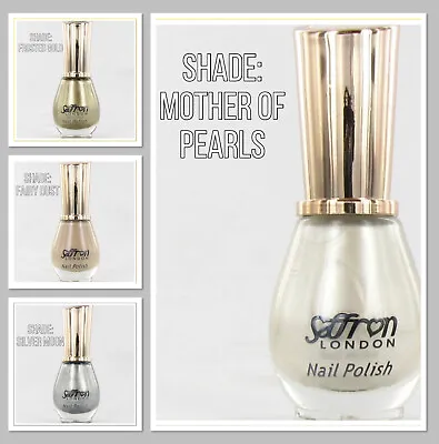 🌸 Saffron MOTHER OF PEARLS Nail Polish Varnish 4 Shades Chrome Glitter Availabl • £3.99