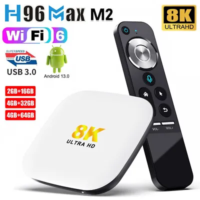 H96 MAX M2 RK3528 Smart TV Box 8K HD Android 13 WIFI BT 5.0 Video Media Player • £32.99