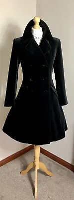 Vintage Velvet Double Breasted Fit And Flare Frock Coat Pea Coat Size 8 10 • £59.99