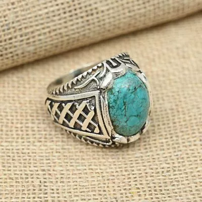 925 Sterling Silver Men's Ring Turquoise Gemstone Birthday Ring All Size R186 • $18.44