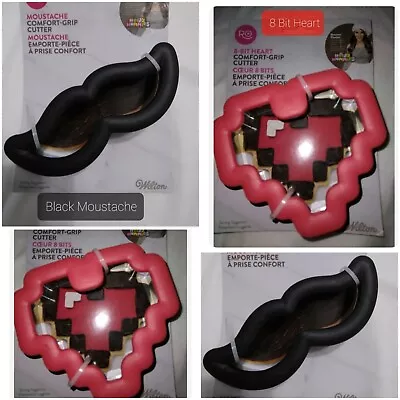 Wilton Cookie Cutter Rosanna Pansino Choose: 8 Bit HEART Or Moustache  • $9.98