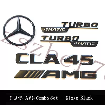 CLA45 AMG TURBO 4MATIC Rear Star Emblem Black Badge Set For Mercedes C117 W117 • $48.44