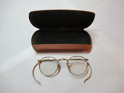 Vintage Fancy 12K GF Gold Wire Rim Eye Glasses Original Case Ralph Bardoff Ohio • $34.99