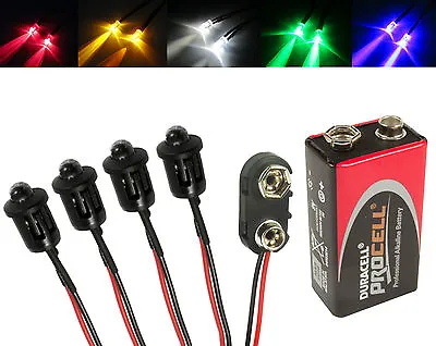 £5.99 • Buy 4x RC Helicopter Car Plane LED Lights + PP3 Connector Battery Kit All Colours