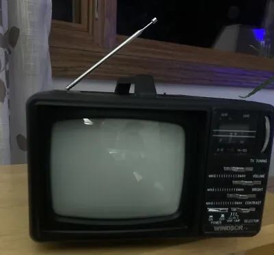 Vintage 5 Inch Portable B/W TV Go Anywhere VHF UHF AM/FM Radio Windsor VR-88 Ts • $25.95