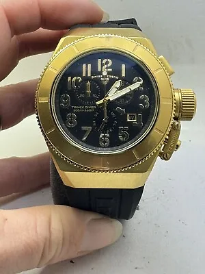 Swiss Legend Men's Gold Tone Case Black Rubber Strap Quartz Watch 13844-yg-h95 • $39.99