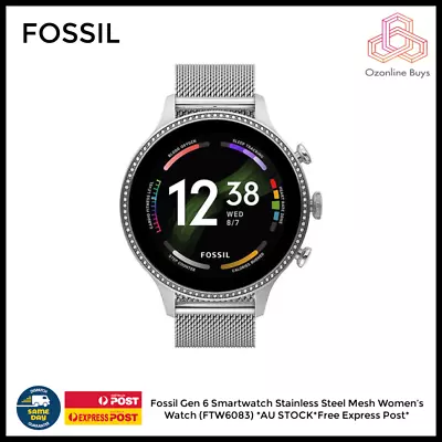 $349 • Buy Fossil Gen 6 Smartwatch Stainless Steel Mesh Women’s Watch (FTW6083) *AU STOCK*F