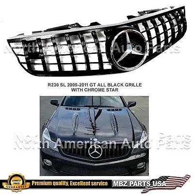 Mercedes Benz R230 SL550 SL63 Gt All Black Grille Chrome Star AMG 2009 2010 2011 • $289