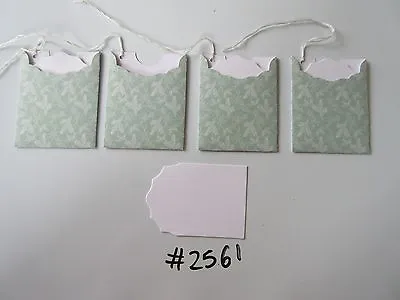 Set Of 4 #2561 Green With White Christmas Foliage Unique Handmade Gift Tags • £3.50