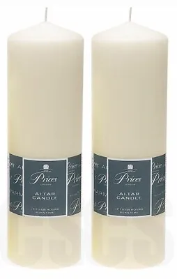 2 X Prices Altar Candles 250x80mm Church Wedding Home Xmas Garden Pillar Candles • £15.50