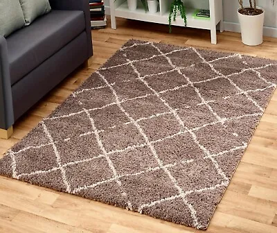 SOFT SHAGGY RUGS 5cm PILE GREY BEIGE MINK BLUE NON-SHEDDING SMALL - X LARGE • £17.79