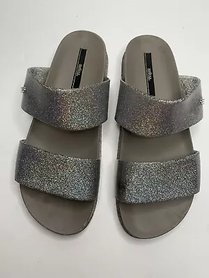 MELISSA Cosmic  Silver Glitter Jelly Slide Sandals Size US 9.5 • $15.99