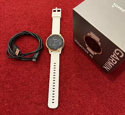 GARMIN Vivoactive 4S GPS 40mm Smart Watch Rose Gold/White +Box New Strap&Cable • £64.99