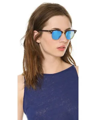 CLUBMASTER Sunglasses RAY BAN / Blue Mirrored Lens / Standard Size • $97