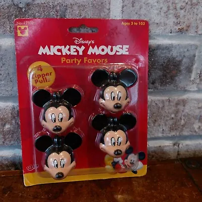 New Vintage Tapper Walt Disney Mickey Mouse Party Favors Zipper Pull 4-Pack 2000 • $2