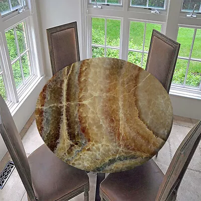 $24.99 • Buy Marble Fitted Tablecloth Round, Edge Elastic Waterproof  Polyester Table Covers